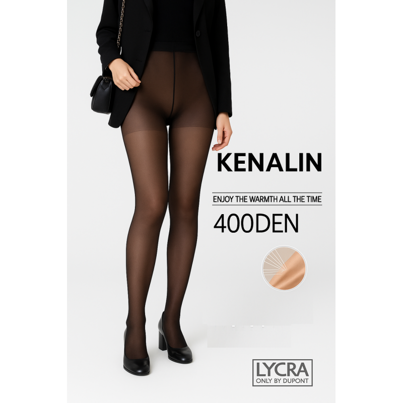 Колготки жіночі з імітацією шкіри ТМ “KENALIN“ 400 den двошовні розмір (54-60)