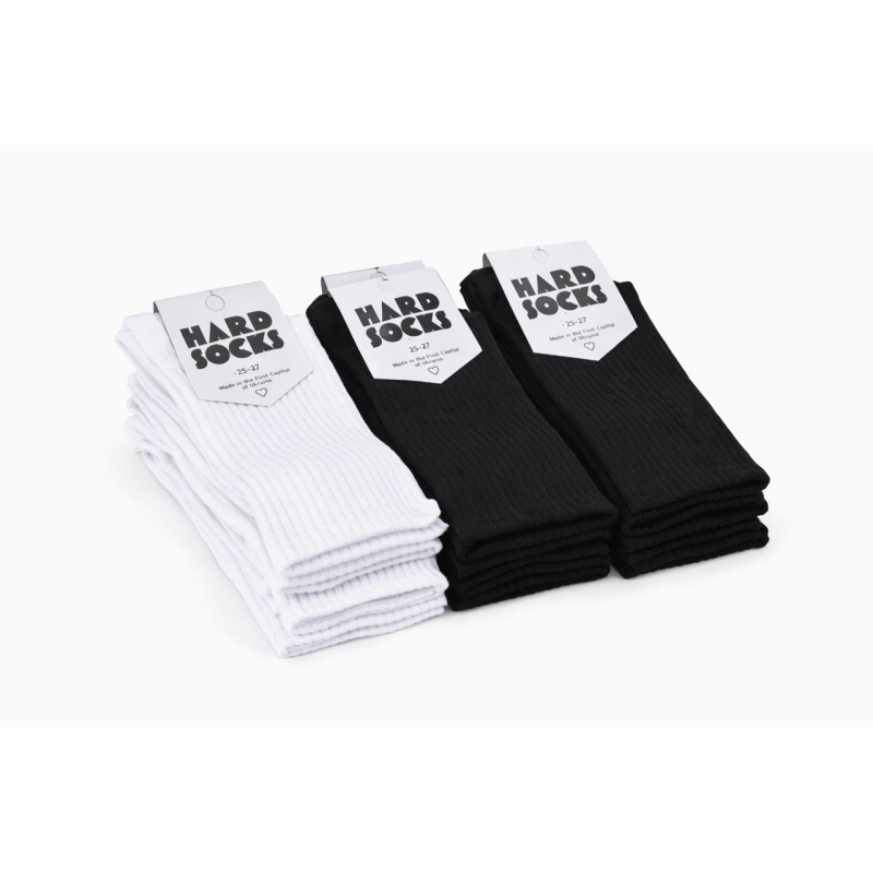 Шкарпетки високі теніски ТМ “HARD SOCKS“, білі + чорні, 12 пар 25-27 (розмір 40-42р)