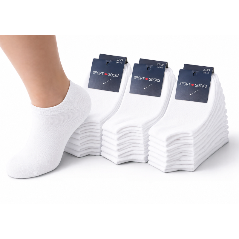 Упаковка коротких шкарпеток 12 пар SPORT SOCKS білі  25-27 (39-41) розмір