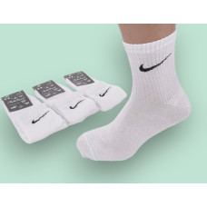 12 пар в упаковці шкарпетки середні білі NIKE 41-45р.