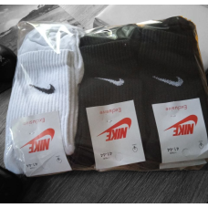 6 пар в упаковці, шкарпетки NIKE 3 пар білі + 3 пар чорні 36-39р.