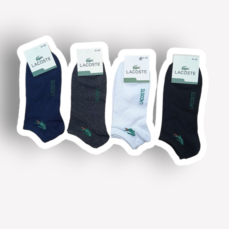 Шкарпетки короткі 12 пар у наборі 4 кольори Lacoste 41-45 розмір