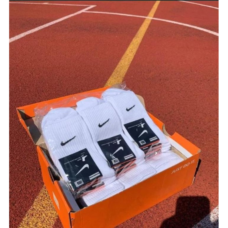 12 пар в упаковці, Шкарпетки NIKE високі білі з додатковою гумкою на стопі. 41-45