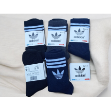 6 пар шкарпеток ADIDAS зимові махрові 3 кольори 41-45р.