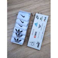 6 пар у коробці, подарунковий набір шкарпеток NIKE + ADIDAS білі 41-44р.