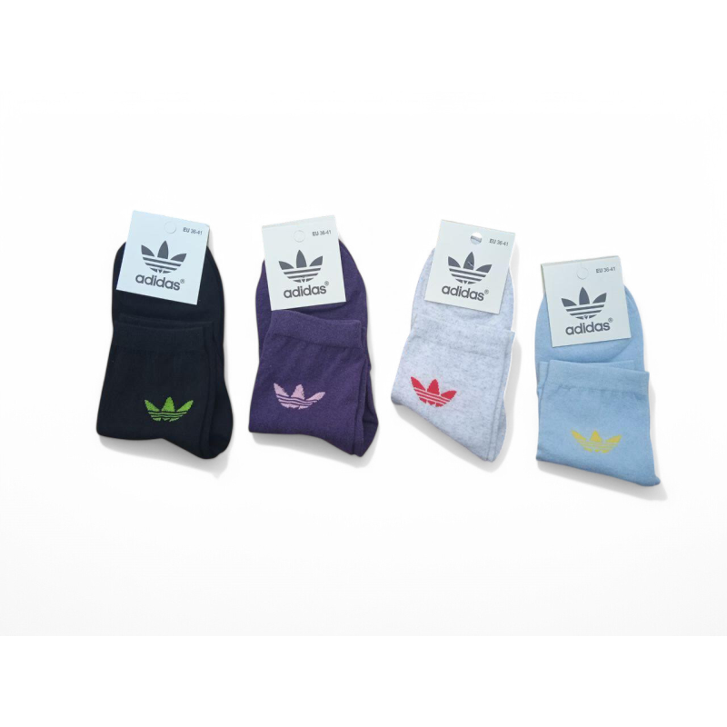 12 пар в упаковці, шкарпетки жіночі ADIDAS 4 кольори білі 36-41р.