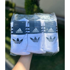 12 пар в упаковці, шкарпетки ADIDAS високі білі 41-45р.