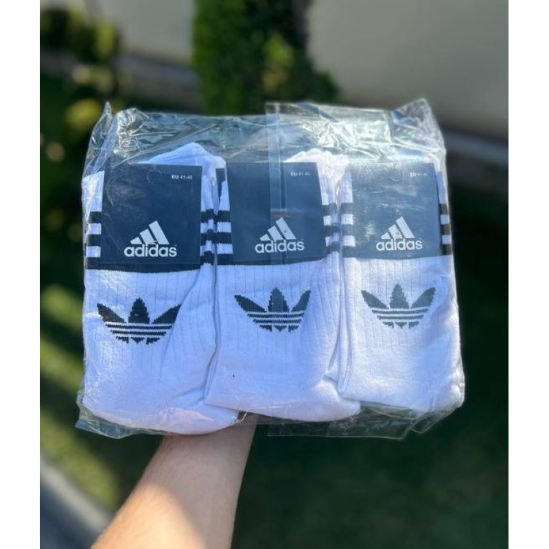 12 пар в упаковці, шкарпетки ADIDAS високі білі 41-45р.