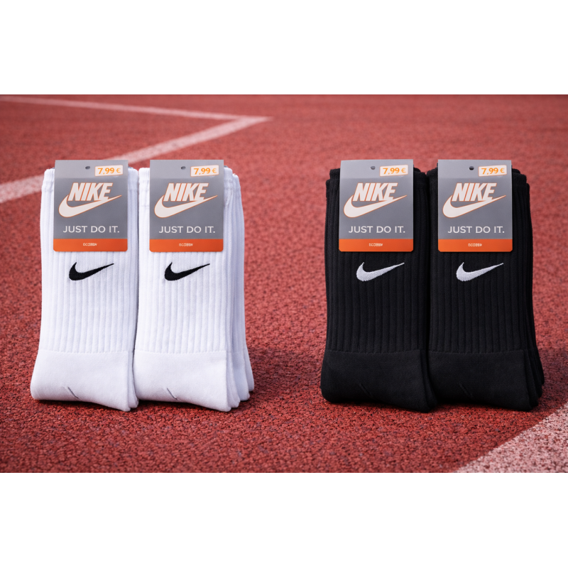 12 пар в упаковці, шкарпетки NIKE 6 пар білі+ 6 пар чорні 36-39р