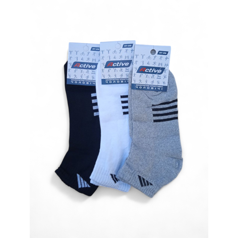 12 пар шкарпеток коротких спортивних ACTIVE спорт 3 кольори  23-25 (36-39р)